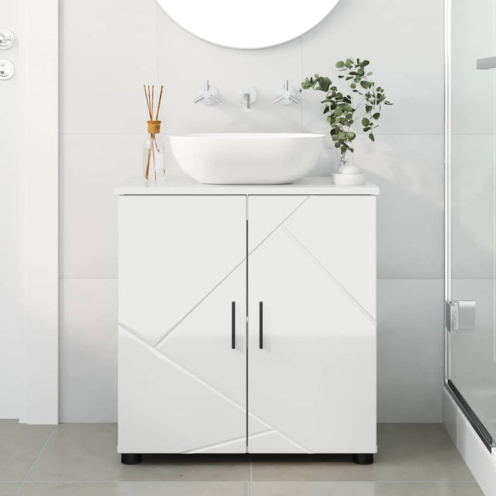 Dulap de Baie Alb lucios 61 x 35 x 64 cm Lemn compozit & Metal - WALTI WALTI