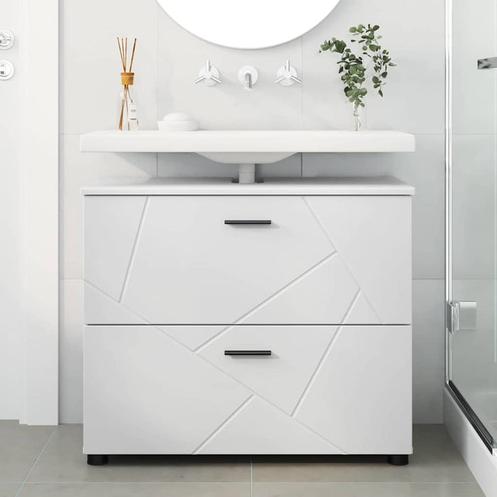 Dulap de Baie Alb 76,5 x 35 x 64 cm Lemn compozit & Metal WALTI