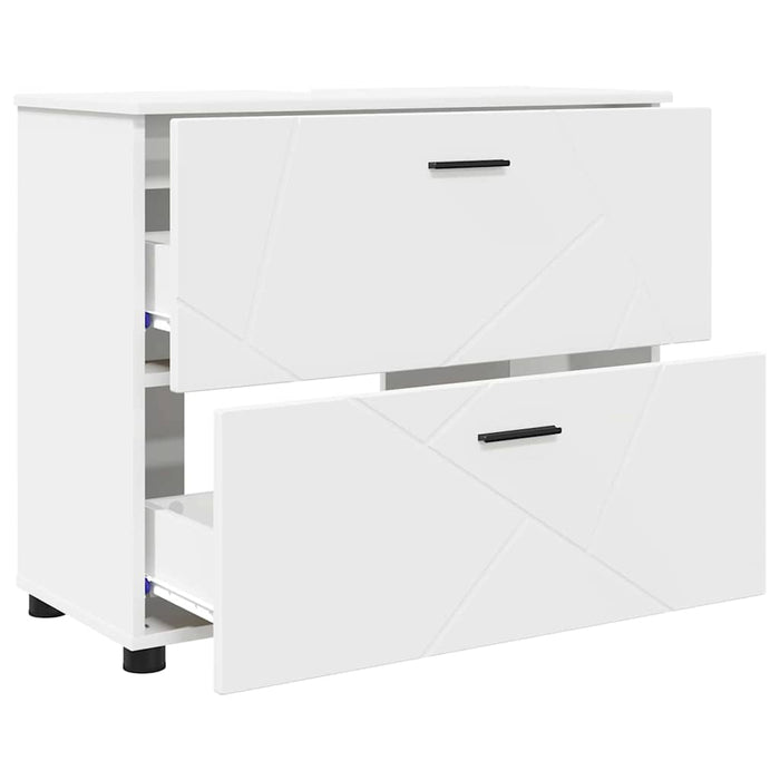 Dulap de Baie Alb 76,5 x 35 x 64 cm Lemn compozit & Metal WALTI