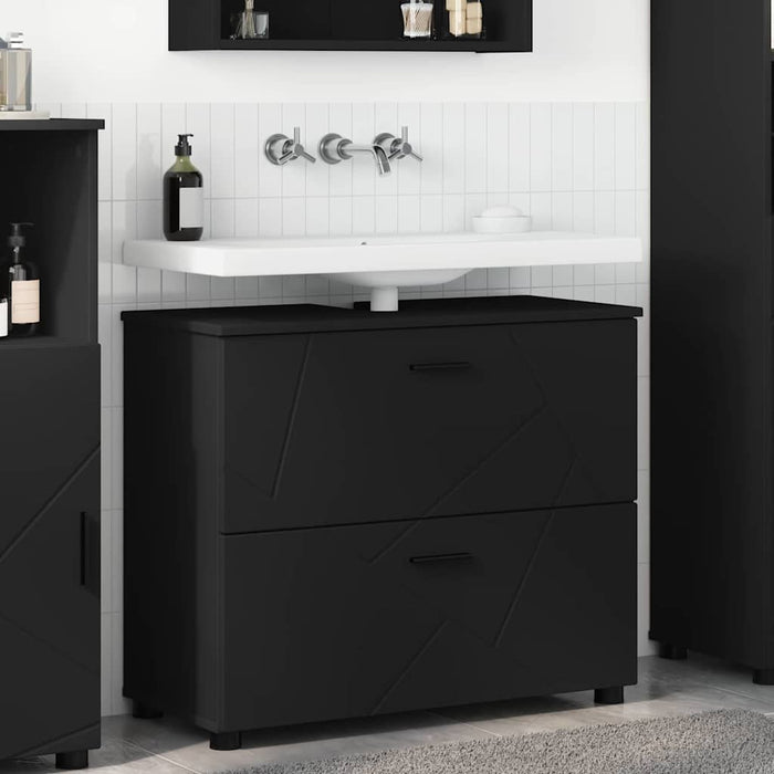 Dulap de Baie Negru 76,5 x 35 x 64 cm Lemn compozit & Metal WALTI