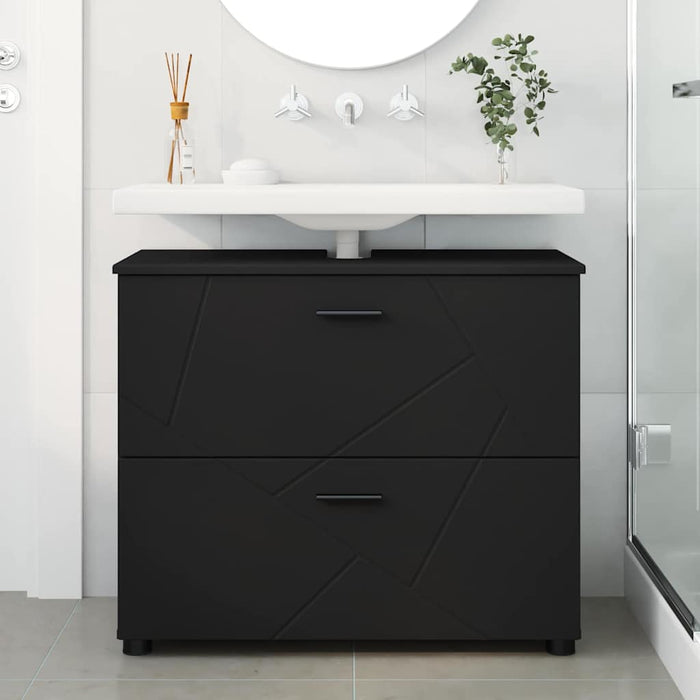 Dulap de Baie Negru 76,5 x 35 x 64 cm Lemn compozit & Metal WALTI