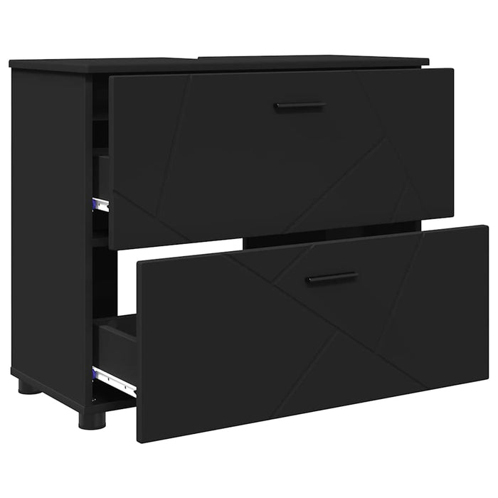 Dulap de Baie Negru 76,5 x 35 x 64 cm Lemn compozit & Metal WALTI