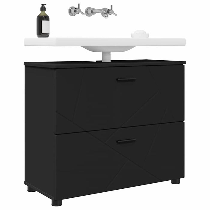 Dulap de Baie Negru 76,5 x 35 x 64 cm Lemn compozit & Metal WALTI