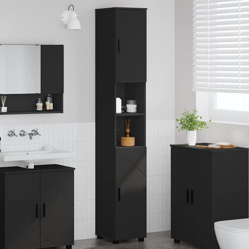 Dulap de Baie Negru 30 x 35 x 192 cm Lemn compozit & Metal - WALTI WALTI