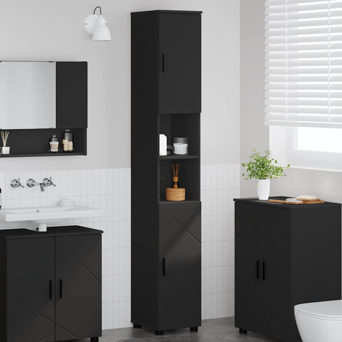 Dulap de Baie Negru 30 x 35 x 192 cm Lemn compozit & Metal WALTI