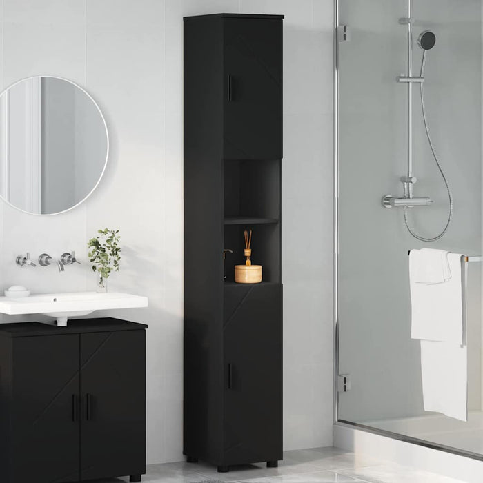 Dulap de Baie Negru 30 x 35 x 192 cm Lemn compozit & Metal WALTI