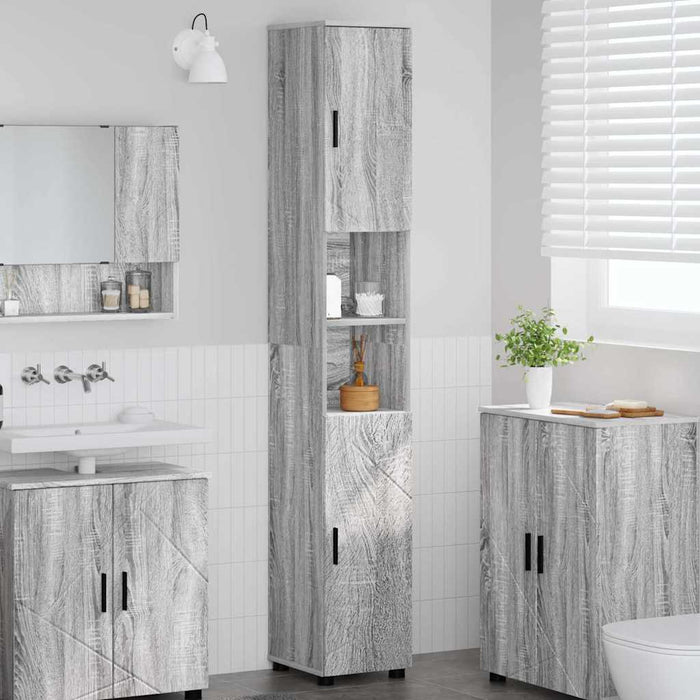 Dulap de Baie Gri Sonoma 30 x 35 x 192 cm Lemn compozit & Metal - WALTI WALTI
