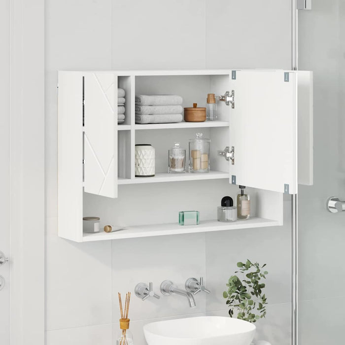 Dulap cu oglindă pentru baie Alb 80 x 17 x 55 cm Lemn compozit - WALTI WALTI