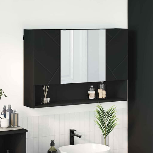 Dulap cu oglindă Pe perete Negru 80 x 17 x 55 cm Lemn compozit - WALTI WALTI