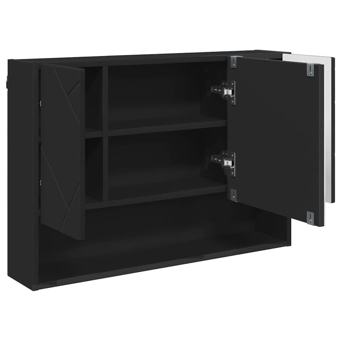 Dulap cu oglindă Pe perete Negru 80 x 17 x 55 cm Lemn compozit WALTI