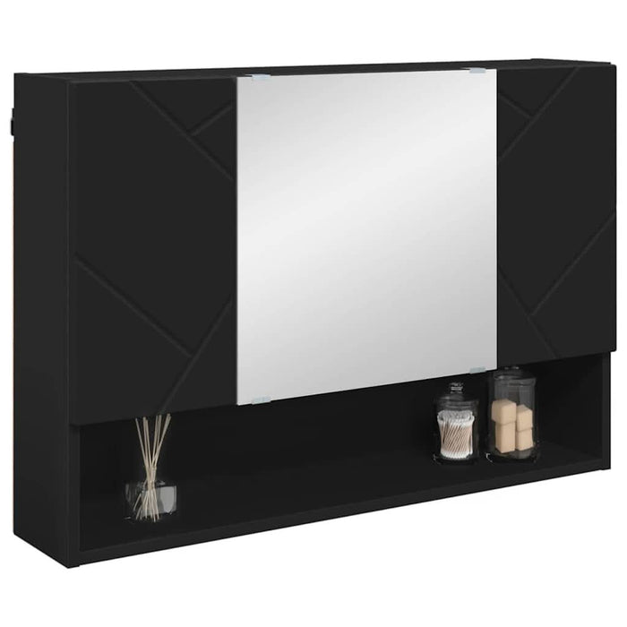 Dulap cu oglindă Pe perete Negru 80 x 17 x 55 cm Lemn compozit WALTI