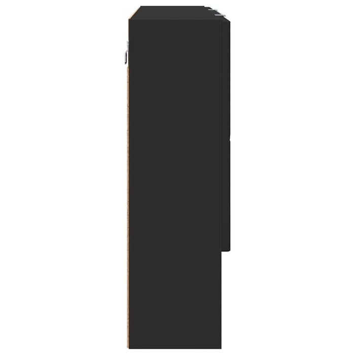 Dulap cu oglindă Pe perete Negru 80 x 17 x 55 cm Lemn compozit WALTI