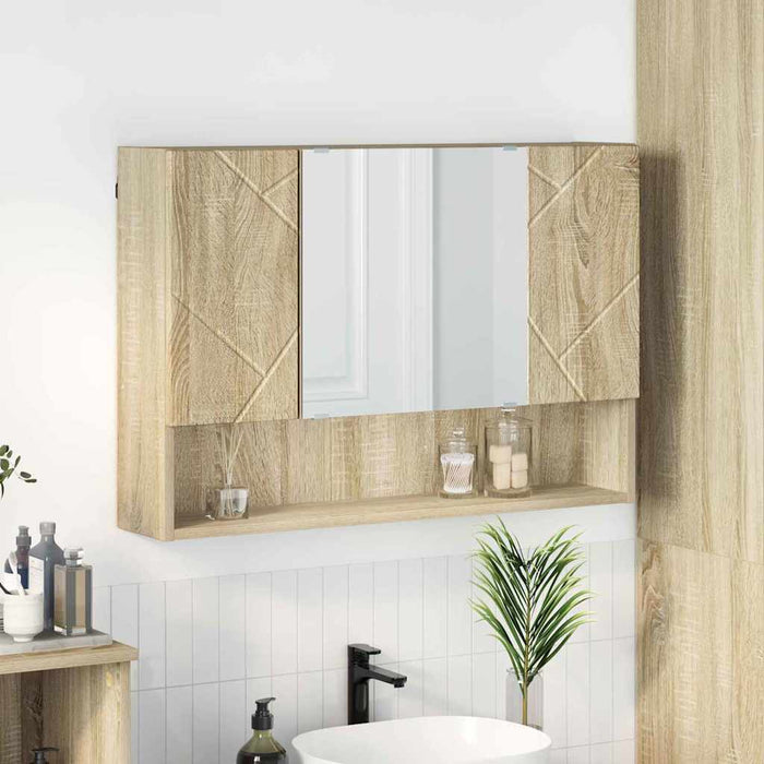 Dulap cu oglindă Stejar Sonoma 80 x 17 x 55 cm Lemn compozit WALTI