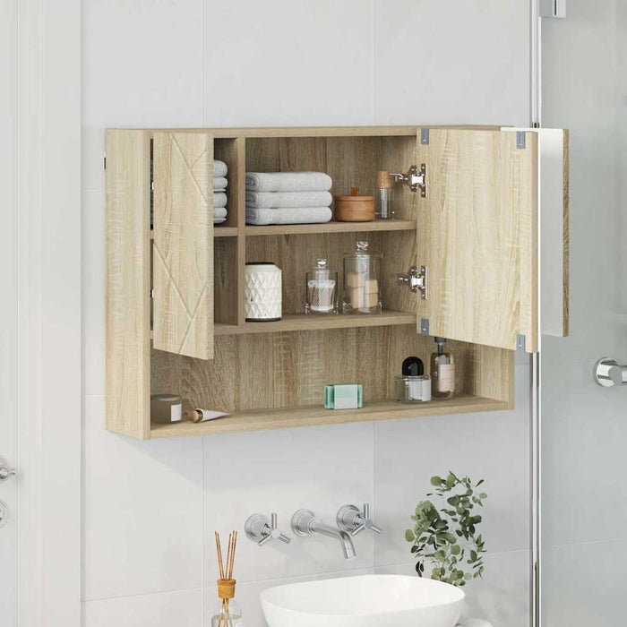 Dulap cu oglindă Stejar Sonoma 80 x 17 x 55 cm Lemn compozit WALTI