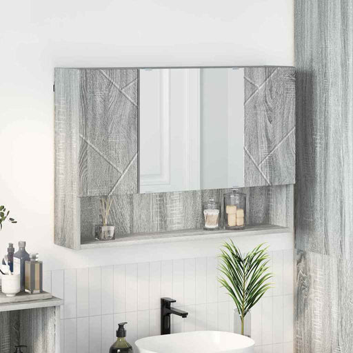 Dulap cu oglindă Gri Sonoma 80 x 17 x 55 cm Lemn compozit - WALTI WALTI