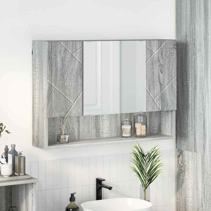 Dulap cu oglindă Gri Sonoma 80 x 17 x 55 cm Lemn compozit WALTI