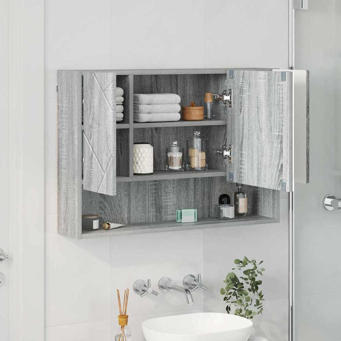 Dulap cu oglindă Gri Sonoma 80 x 17 x 55 cm Lemn compozit WALTI