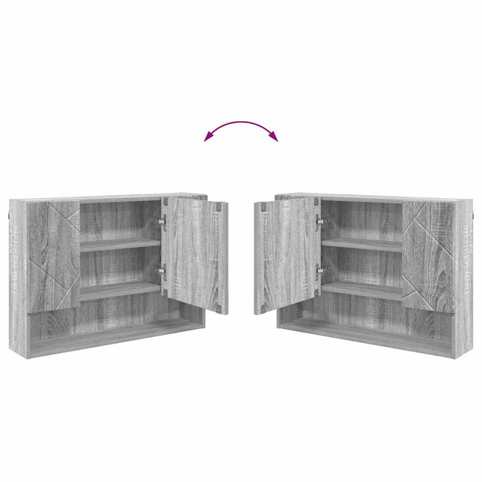 Dulap cu oglindă Gri Sonoma 80 x 17 x 55 cm Lemn compozit WALTI