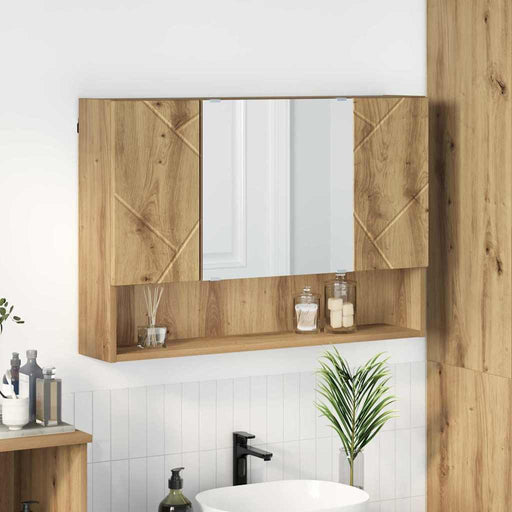 Dulap cu oglindă Stejar Artizanal 80 x 17 x 55 cm Lemn compozit - WALTI WALTI