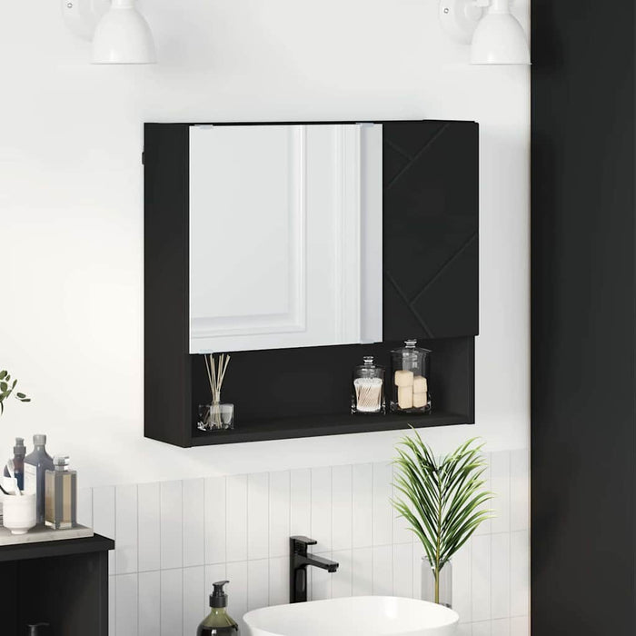 Dulap cu oglindă cu raft Negru 59 x 17 x 55 cm Lemn compozit - WALTI WALTI