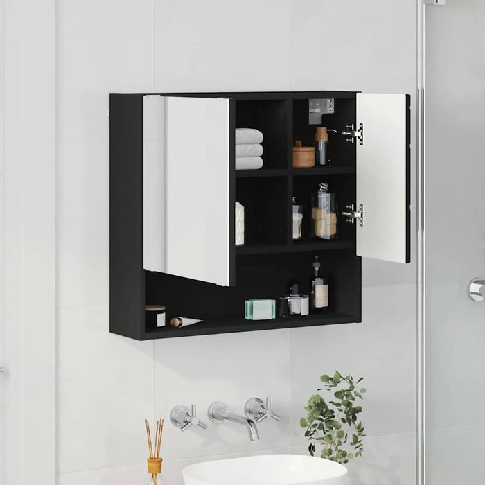 Dulap cu oglindă cu raft Negru 59 x 17 x 55 cm Lemn compozit - WALTI WALTI