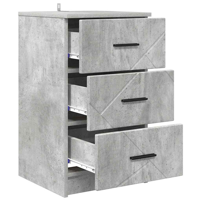 Dulap de noapte Gri beton 38 x 38 x 66 cm Lemn compozit - WALTI WALTI