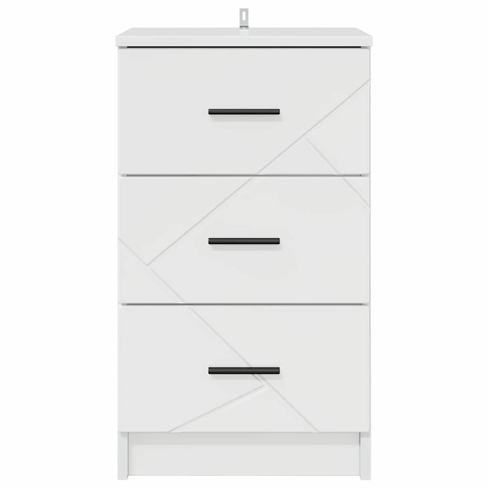 Dulap de noapte Alb foarte lucios 38 x 38 x 66 cm Lemn compozit - WALTI WALTI