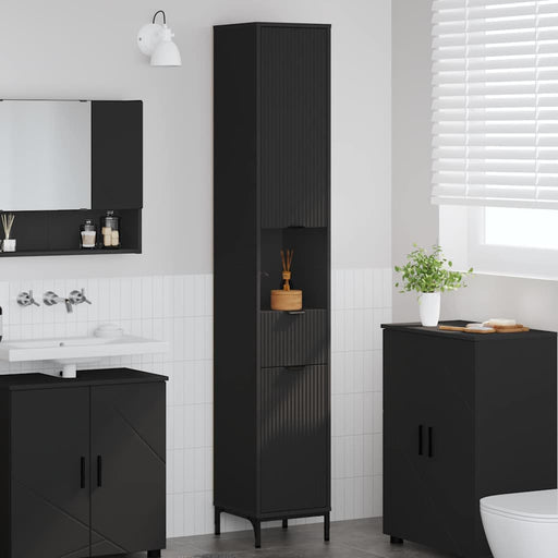 Dulap de Baie Negru 31,5 x 33 x 190 cm Lemn compozit & Metal - WALTI WALTI