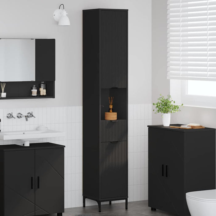 Dulap de Baie Negru 31,5 x 33 x 190 cm Lemn compozit & Metal WALTI