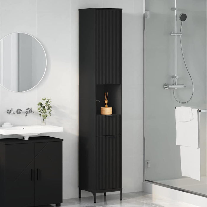 Dulap de Baie Negru 31,5 x 33 x 190 cm Lemn compozit & Metal WALTI