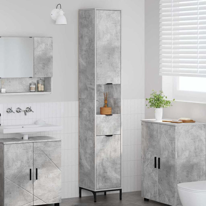 Dulap de baie înalt Gri beton 31.5 x 33 x 190 cm Lemn compozit - WALTI WALTI