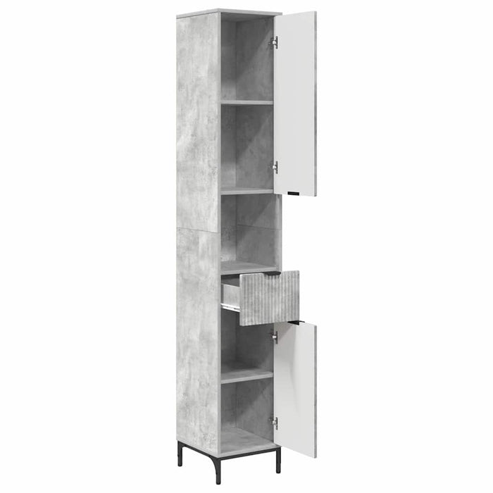 Dulap de baie înalt Gri beton 31.5 x 33 x 190 cm Lemn compozit - WALTI WALTI
