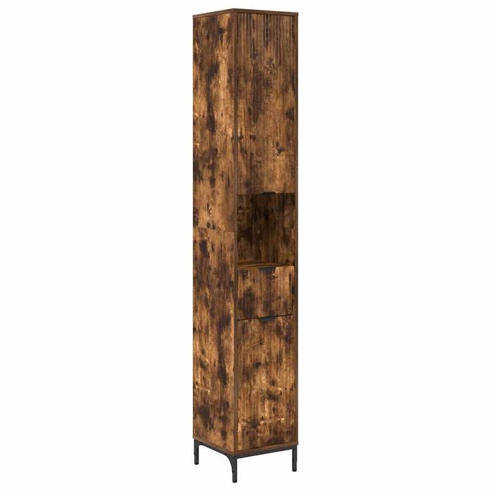 Dulap de baie înalt cu sertar Stejar afumat 31.5 x 33 x 190 cm - WALTI WALTI