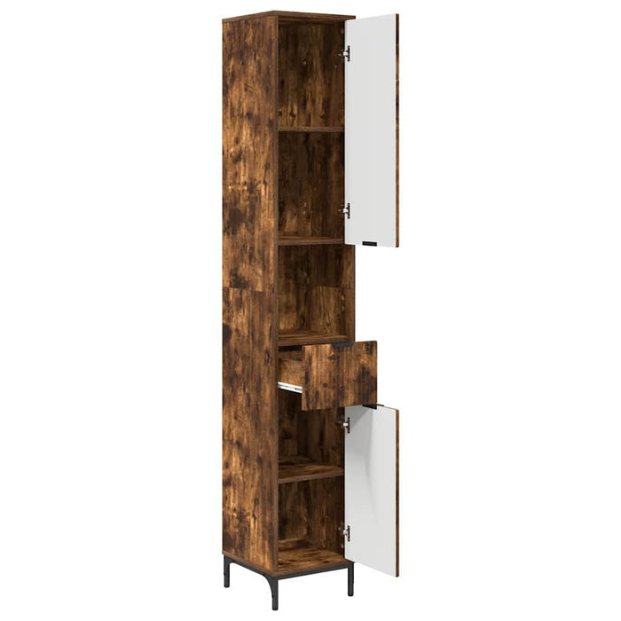 Dulap de baie înalt cu sertar Stejar afumat 31.5 x 33 x 190 cm - WALTI WALTI