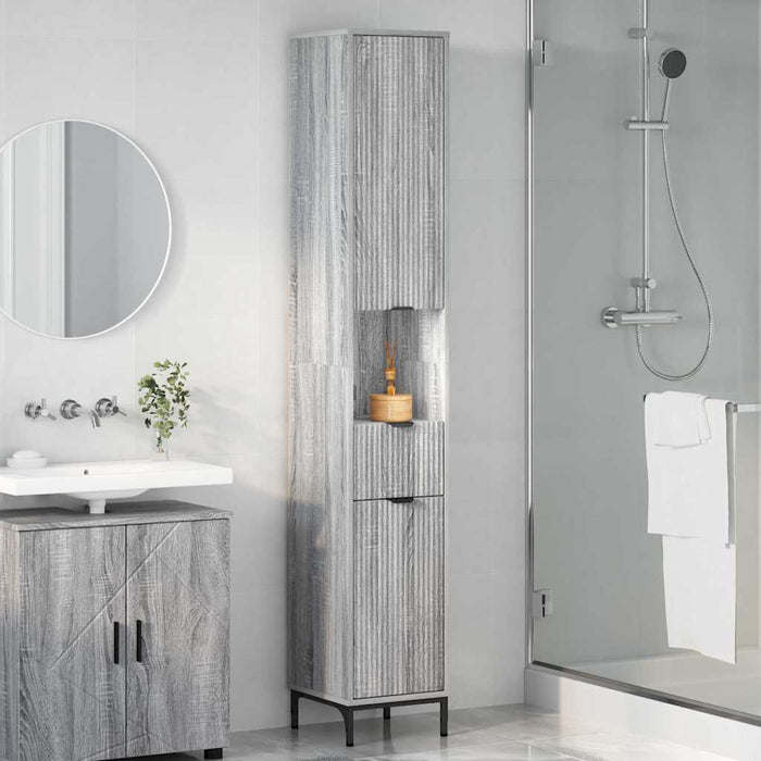 Dulap de baie înalt sonoma gri 31.5 x 33 x 190 cm Lemn compozit - WALTI WALTI