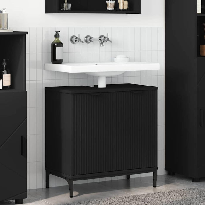 Dulap pentru Chiuveta de Baie cu ușă Negru 60,5 x 33,5 x 61 cm WALTI