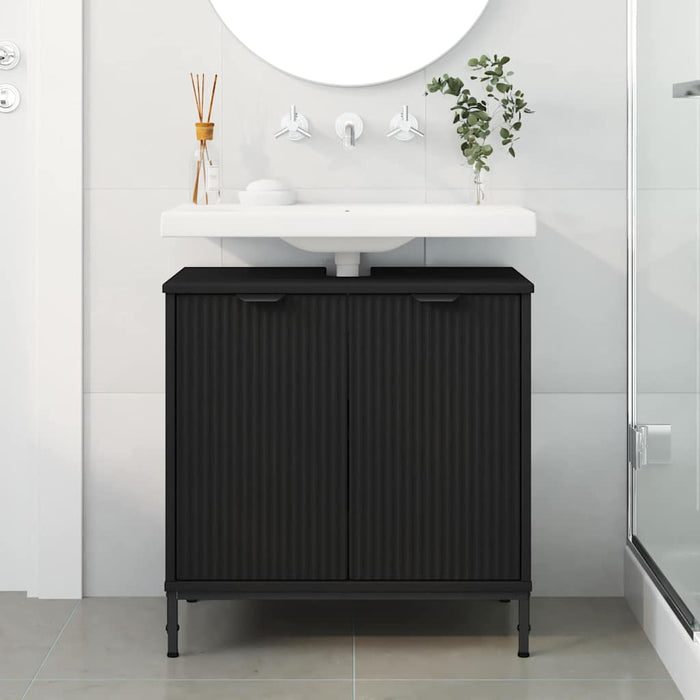 Dulap pentru Chiuveta de Baie cu ușă Negru 60,5 x 33,5 x 61 cm WALTI