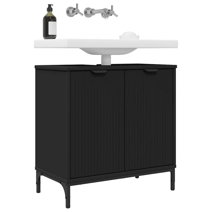 Dulap pentru Chiuveta de Baie cu ușă Negru 60,5 x 33,5 x 61 cm WALTI