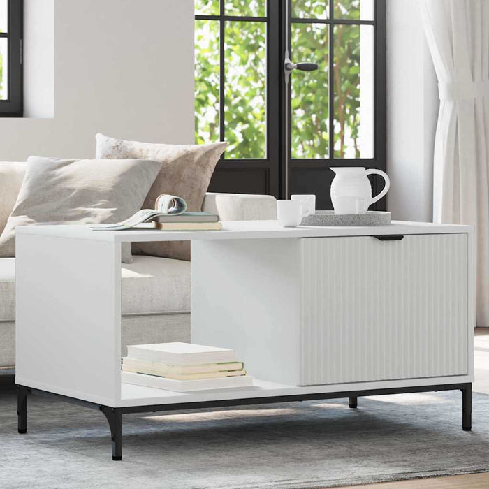 Masă de cafea cu sertar Alb 90 x 49 x 46 cm Lemn compozit - WALTI WALTI