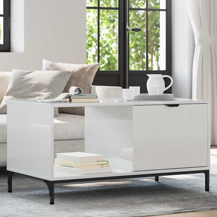Masă de cafea Alb lucios 90 x 49 x 46 cm Lemn compozit - WALTI WALTI
