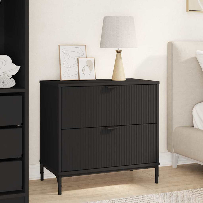 Noptieră cu sertar Negru 63.5 x 36 x 61 cm Lemn compozit WALTI
