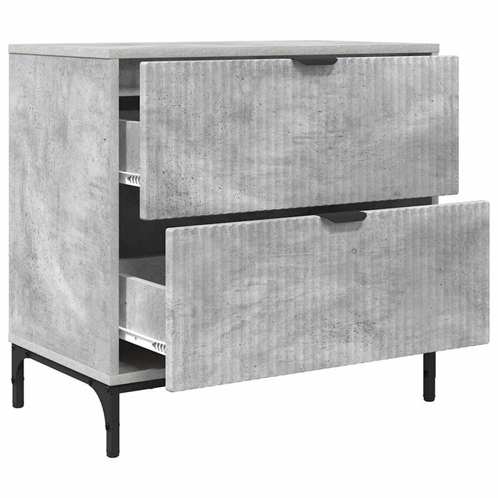 Noptieră cu sertar Gri beton 63.5 x 36 x 61 cm Lemn compozit - WALTI WALTI