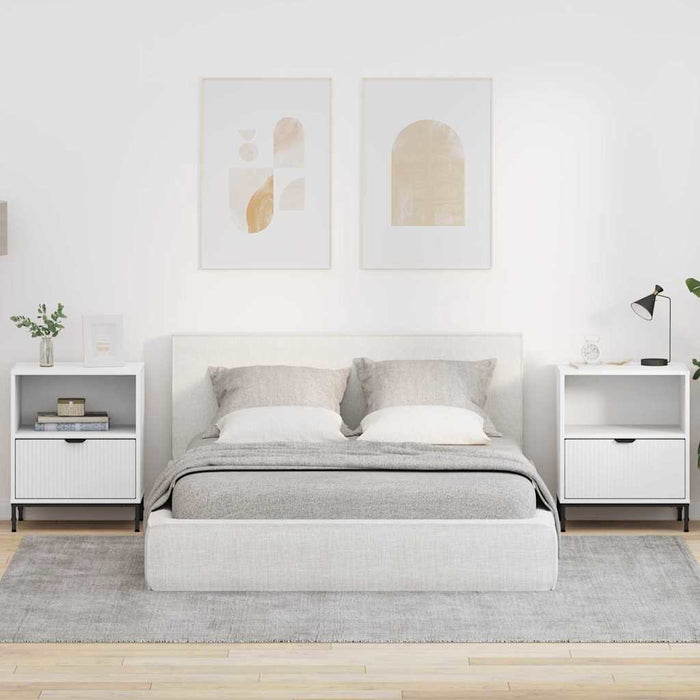 Mese de noptieră 2 pcs Alb 49 x 36 x 61 cm Lemn compozit - WALTI WALTI