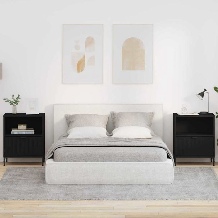 Mese de noptieră 2 pcs Negru 49 x 36 x 61 cm Lemn compozit - WALTI WALTI