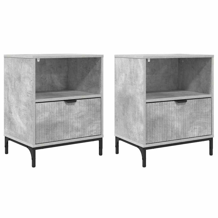 Mese de noptieră 2 pcs Gri beton 49 x 36 x 61 cm Lemn compozit - WALTI WALTI
