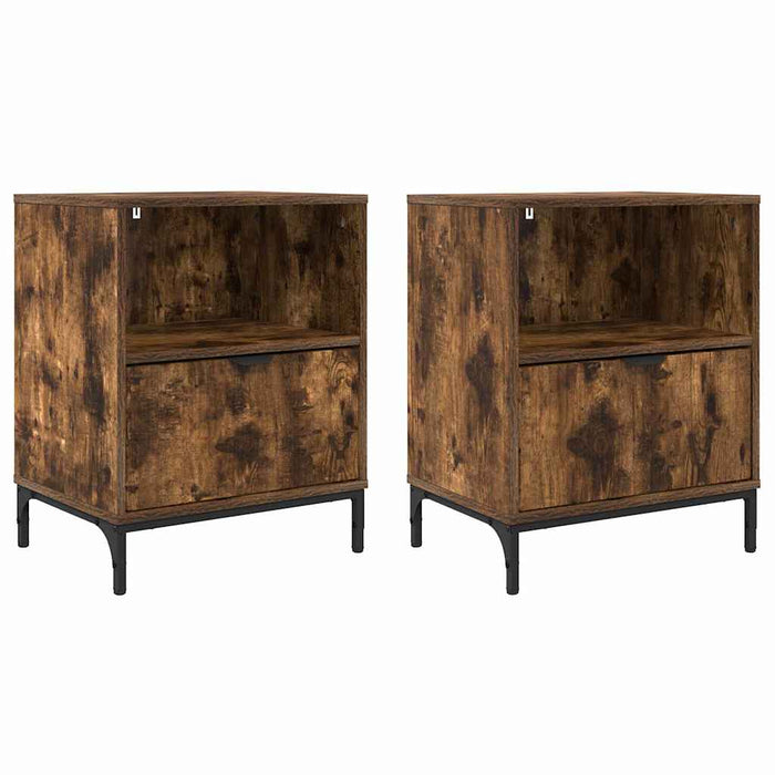 Mese de noptieră cu sertar 2 pcs Stejar afumat 49 x 36 x 61 cm - WALTI WALTI