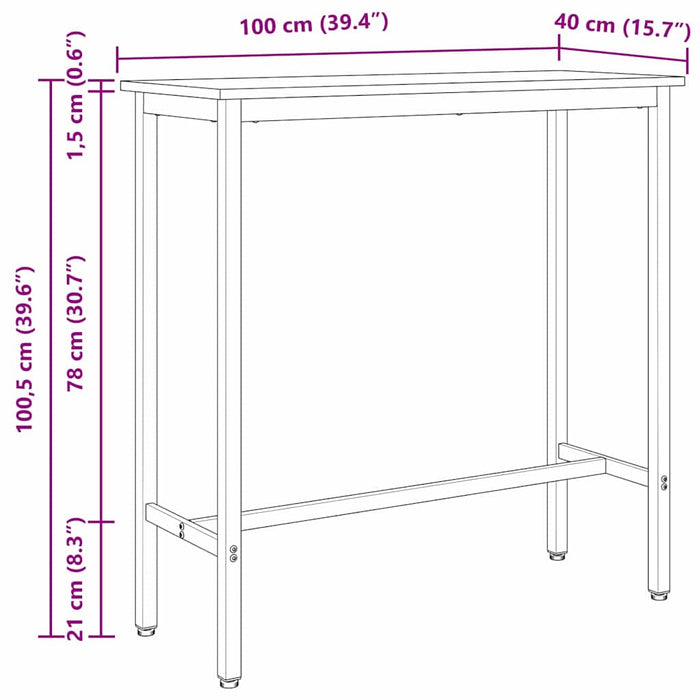 masă Stejar Sonoma 100 x 40 x 100,5 cm Lemn ingineresc și oțel - WALTI WALTI