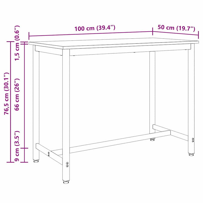 masă Stejar fumuriu 100 x 50 x 76,5 cm Lemn ingineresc și oțel - WALTI WALTI