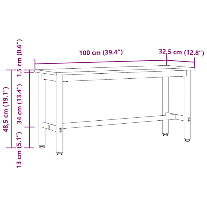 Bancă de Dining 2 pcs Gri Sonoma 100 x 32,5 x 48,5 cm - WALTI WALTI