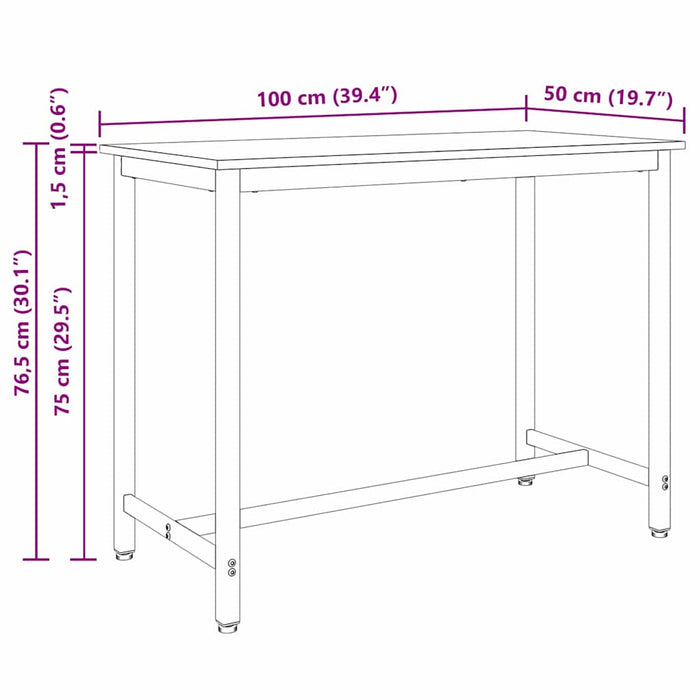 masă Stejar Negru 100 x 50 x 76,5 cm Lemn ingineresc și oțel WALTI